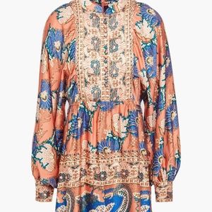 Antik Batik Womens Abbye Satin Long Sleeve Mini Dress, Sz 6/38